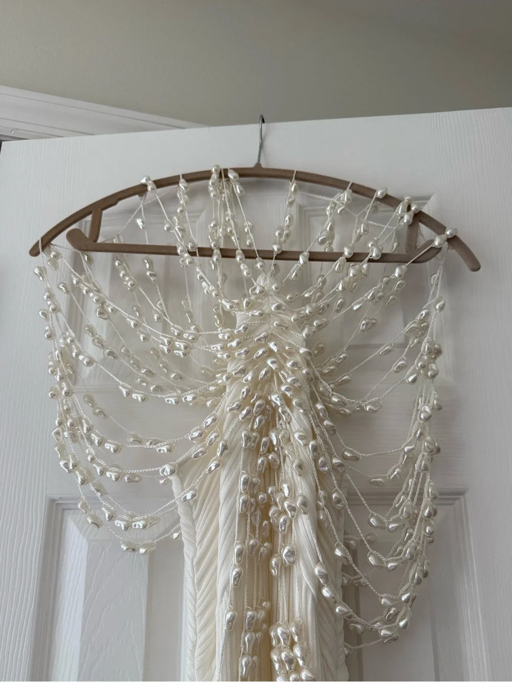 Cult Gaia Oliviana Faux Pearl Adorned Knit Mini Dress Off White - Picture 4 of 15